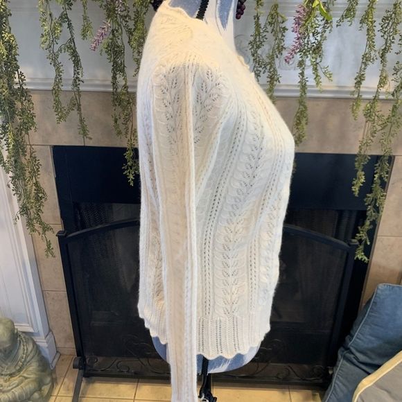 Charlotte Tarantola Women's S cream wool Angora snap up vintage look cardigan - Picture 5 of 10